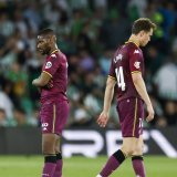 Le dépit des joueurs de Valladolid, qui font redescendre en 2e division KEYSTONE/EPA/Julio Munoz